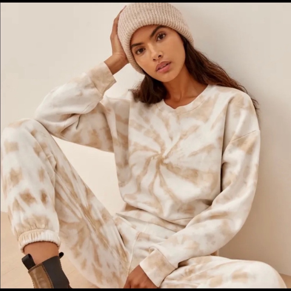 Reformation Hunter Cream Tie Dye Sweatshirt